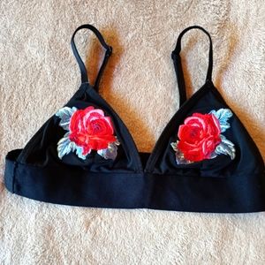 VS PINK Black Mesh Rose Bralette